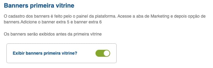 Opção Exibir banners primeira vitrine