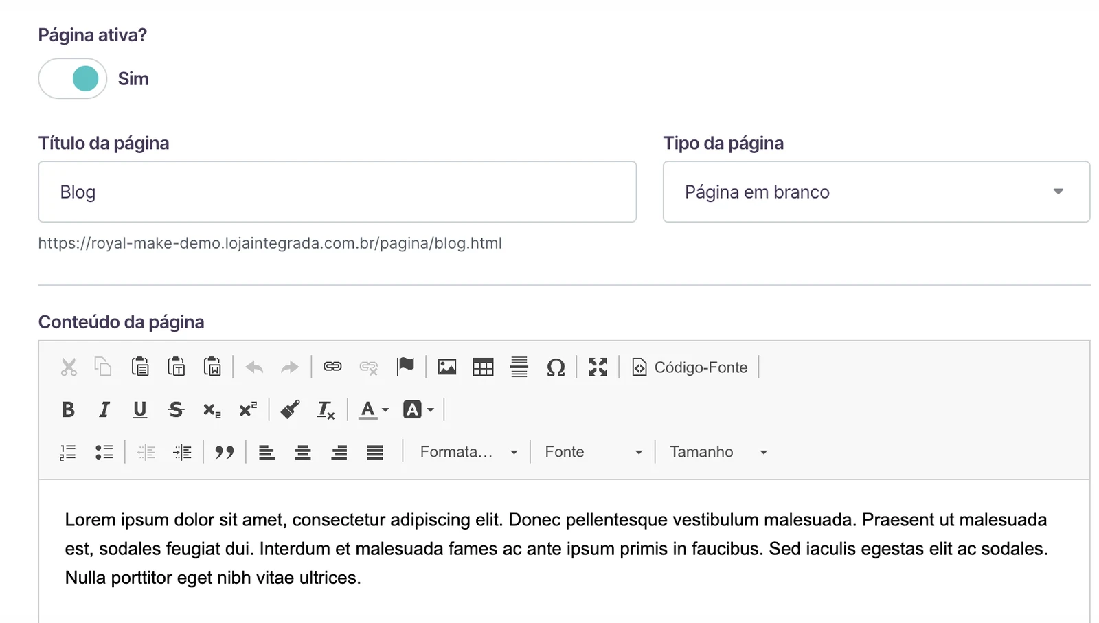 Página principal do blog, com o título Blog