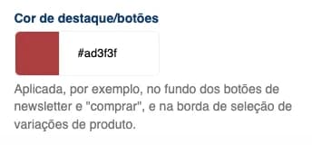 Cor de destaque e botões