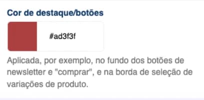 Cor de destaque e botões