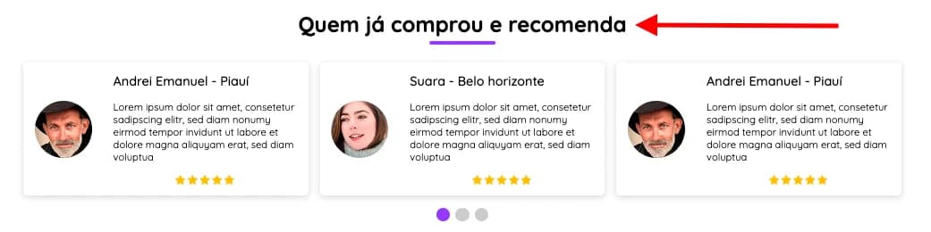 Título do bloco de depoimentos destacado