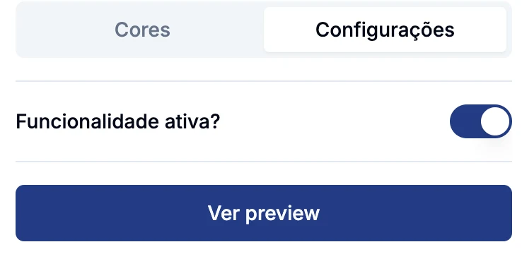 Opção Funcionalidade ativa