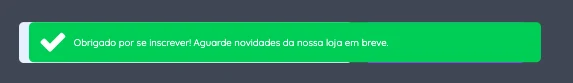 Aviso de confirmação do cadastro na newsletter