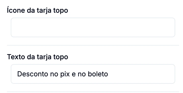 Campos Ícone da tarja topo e Texto da tarja topo