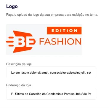 Parte Logo da aba Minha loja