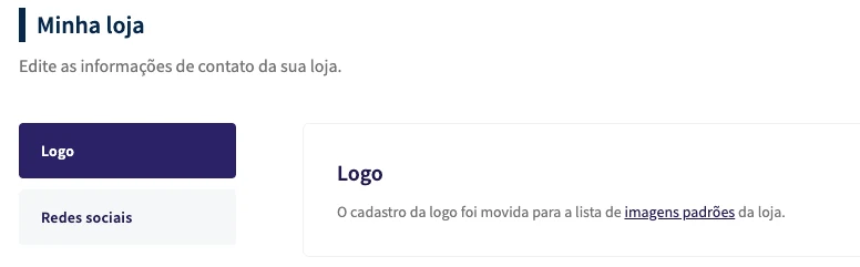 Parte Logo da aba Minha loja
