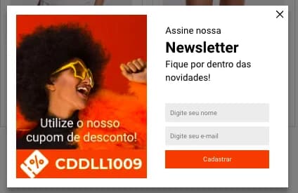 Janela de newsletter com imagem