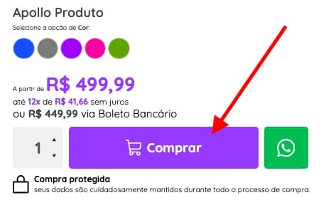 Botão comprar na página do produto