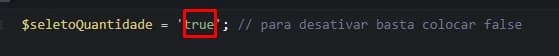 Código com o valor true destacado