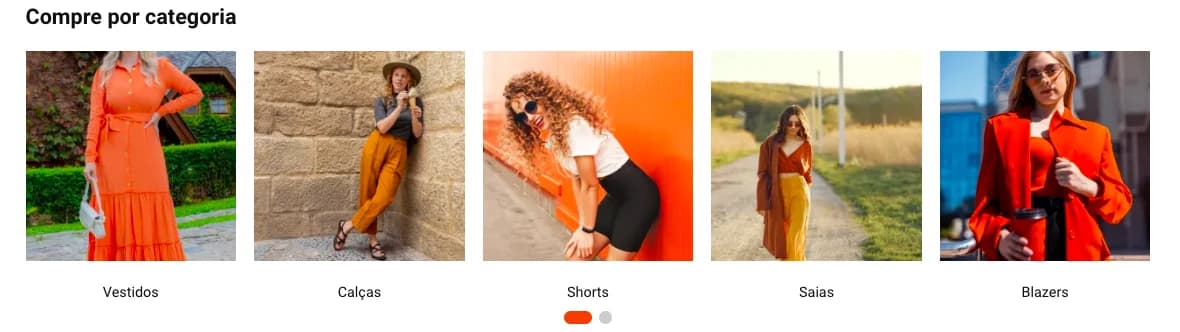 Slide de categorias, com o título Compre por categoria