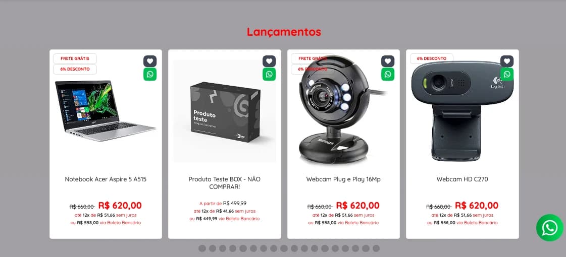 Exemplo de fundo do site alterado