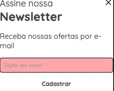 Campo de e-mail da newsletter com fundo alterado