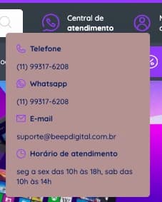Exemplo de modal de contato com cor de fundo alterada