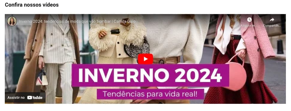 Sessão YouTube na página inicial