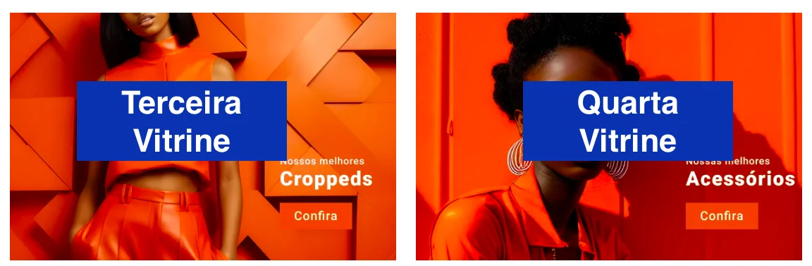 Banners da terceira e da quarta vitrine