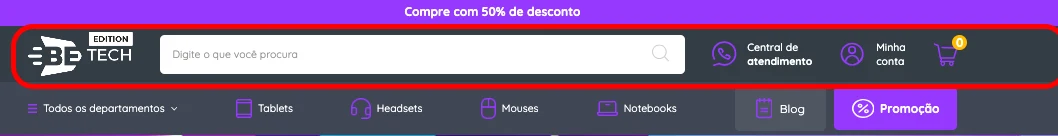 Fundo do cabeçalho destacado