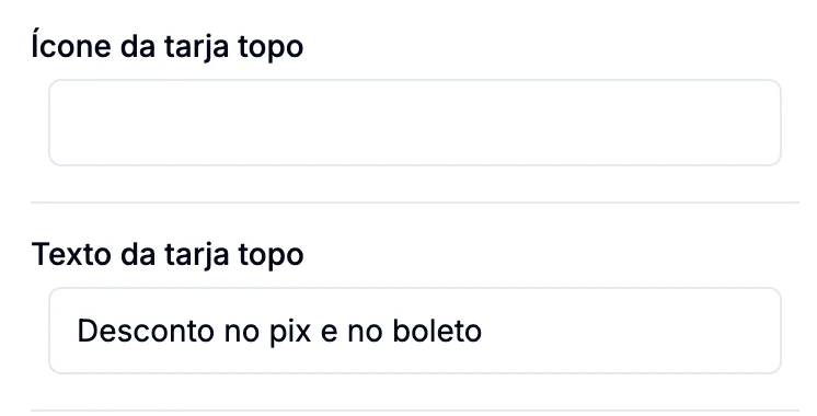 Campos Ícone da tarja topo e Texto da tarja topo