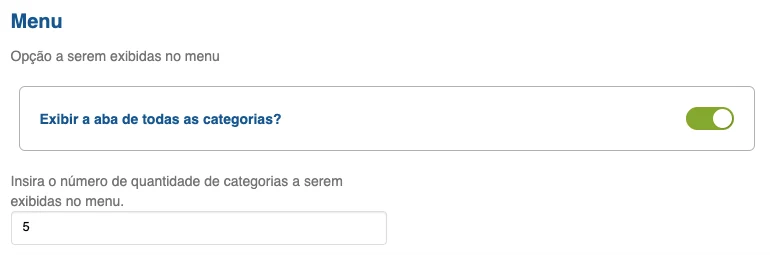 Configuração do menu