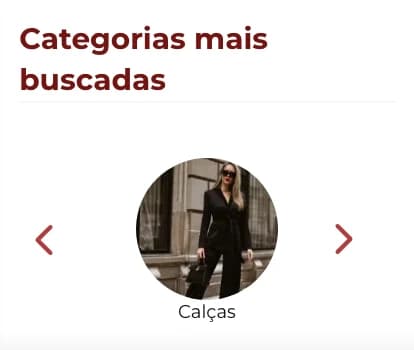 Menu de categorias no celular