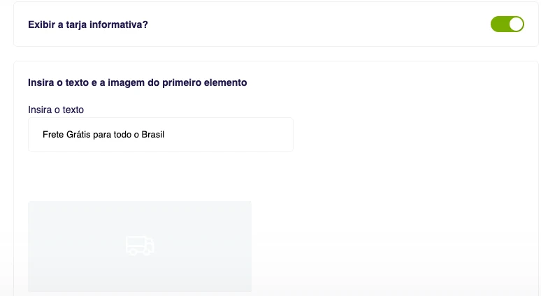 Configuração de um aviso da tarja informativa